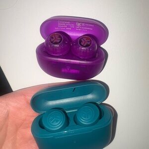 JLab True Wireless Active Noise Cancelling Earbuds — Purple and Teal